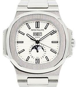 Patek Philippe Nautilus Annual Calendar Moon Phases Stainless Steel White Dial 5726/1A-010 PRE-OWNED