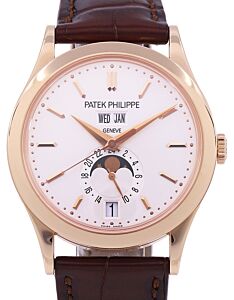 Patek Philippe Complications Annual Calendar Moon Phases Rose Gold Silver Opaline Dial 5396R-011 - PRE-OWNED
