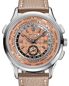 Patek Philippe Complications World Time Flyback Chronograph Steel Salmon Rose Opaline Dial 5935A-001U - PRE OWNED