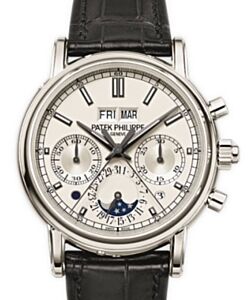 Patek Philippe Grand Complications Split-Seconds Perpetual Calendar Chronograph Platinum Silver Dial 5204P-001
