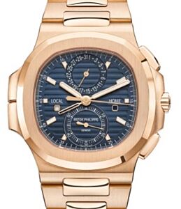 Patek Philippe Nautilus Flyback Chronograph Travel Time Rose Gold Blue Dial 5990/1R-001 - PRE-OWNED