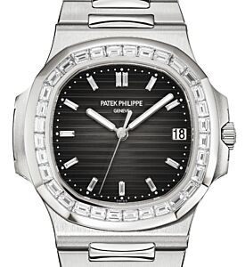 Patek Philippe Nautilus Platinum Diamond Baguette Black Diamond Dial 5711/110P-001 - BRAND NEW