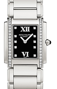 Patek Philippe Twenty~4 Ladies Stainless Steel  Black Dial 4910/10A-001 