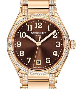 Patek Philippe Twenty~4 Ladies Rose Gold/Diamonds Brown Dial 7300/1201R-010