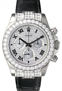 Rolex Daytona 116599-PVEDRBLKL Pave Diamond Roman Black Leather BRAND NEW