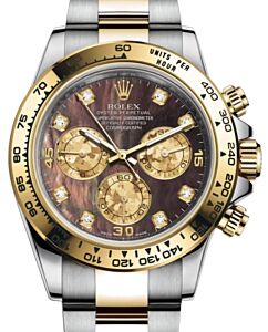Rolex Daytona Yellow Gold/Steel Black Mother of Pearl Diamond Dial Oyster Bracelet 116503 - BRAND NEW