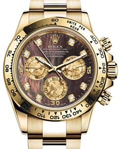 Rolex Daytona Yellow Gold Dark Mother of Pearl Diamond Dial Oyster Bracelet 116508 - BRAND NEW