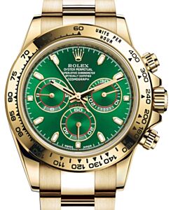Rolex Daytona Yellow Gold Green Dial Oyster Bracelet 116508 - BRAND NEW