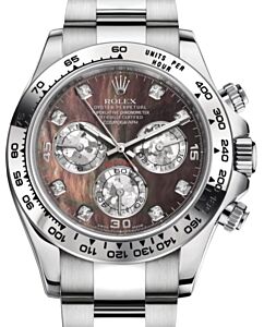 Rolex Daytona White Gold Black Mother of Pearl Diamond Dial Oyster Bracelet 116509 - BRAND NEW