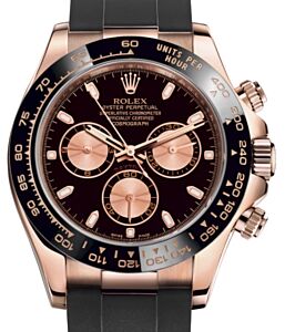 Rolex Daytona Rose Gold Black Dial Oysterflex Rubber Bracelet 116515LN - BRAND NEW