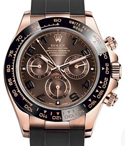 Rolex Daytona Rose Gold Chocolate Arabic Dial Oysterflex Rubber Bracelet 116515LN 