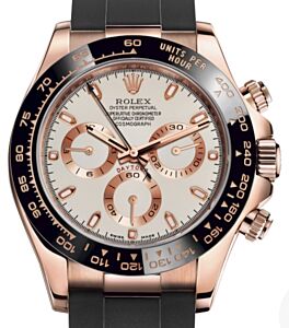 Rolex Daytona Rose Gold Ivory Dial Oysterflex Rubber Bracelet 116515LN - BRAND NEW