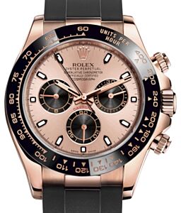 Rolex Daytona Rose Gold Pink Dial Oysterflex Rubber Bracelet 116515LN - PRE-OWNED