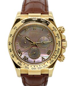 Rolex Daytona 116518-DMOPRBR Black Mother Of Pearl Roman Brown Leather BRAND NEW