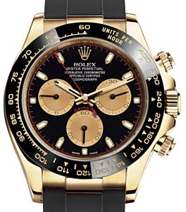 Rolex Daytona Yellow Gold Black "Newman" Dial Oysterflex Rubber 116518LN 