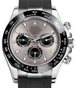 Rolex Daytona White Gold Steel/Bright Black Dial Oysterflex Rubber Strap 116519LN - BRAND NEW