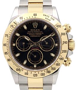 Rolex Daytona 116523 Black Chronograph Yellow Gold Stainless Steel NEW STYLE DEPLOYMENT - PRE-OWNED