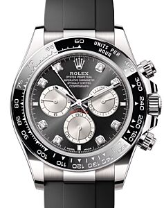 Rolex Daytona White Gold Bright Black Diamond Dial Oysterflex Rubber Bracelet 126519LN - PRE OWNED