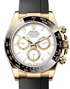 Rolex Daytona Yellow Gold White Dial Oysterflex Rubber Bracelet 126518LN - PRE OWNED