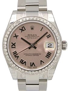 Rolex Datejust 31 Lady Midsize Stainless Steel Pink Roman Dial & Diamond Bezel Oyster Bracelet 278240 - BRAND NEW