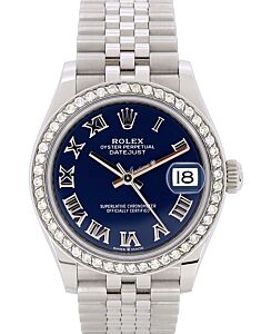 Rolex Datejust 31 Steel Bright Blue Roman Dial & Diamond Bezel Jubilee Bracelet CUSTOM ( 278384RBR ) 278240 - BRAND NEW