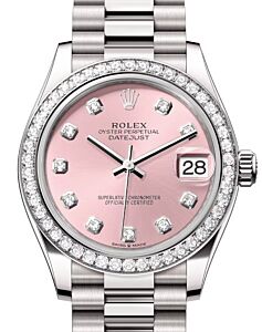 Rolex Datejust 31 White Gold Pink Diamond Dial & Diamond Bezel President Bracelet 278289RBR - BRAND NEW