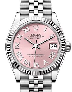 Rolex Datejust 31 White Gold/Steel Pink Roman Dial & Fluted Bezel Jubilee Bracelet 278274 - BRAND NEW