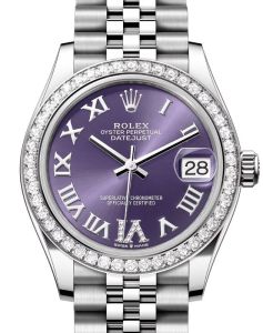 Rolex Datejust 31 White Gold/Steel Aubergine Roman VI Diamond Dial & Bezel Jubilee Bracelet 278384RBR - BRAND NEW