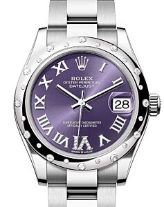 Rolex Datejust 31 White Gold/Steel Aubergine Roman VI Diamond Dial & Bezel Oyster Bracelet 278344RBR - BRAND NEW