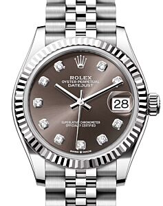 Rolex Datejust 31 White Gold/Steel Dark Grey Diamond Dial & Fluted Bezel Jubilee Bracelet 278274 - BRAND NEW