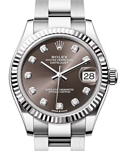 Rolex Datejust 31 White Gold/Steel Dark Grey Diamond Dial & Fluted Bezel Oyster Bracelet 278274 - BRAND NEW