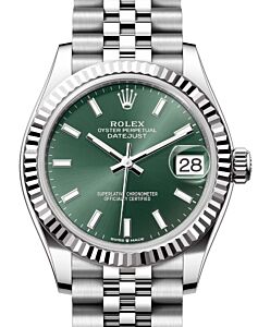 Rolex Datejust 31 White Gold/Steel Mint Green Index Dial & Fluted Bezel Jubilee Bracelet 278274 - BRAND NEW