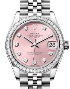 Rolex Datejust 31 White Gold/Steel Pink Diamond Dial & Bezel Jubilee Bracelet 278384RBR - BRAND NEW