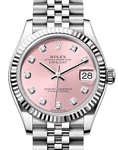 Rolex Datejust 31 White Gold/Steel Pink Diamond Dial & Fluted Bezel Jubilee Bracelet 278274 - BRAND NEW