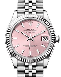 Rolex Datejust 31 White Gold/Steel Pink Index Dial & Fluted Bezel Jubilee Bracelet 278274 - BRAND NEW