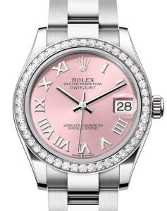 Rolex Datejust 31 White Gold/Steel Pink Roman Dial & Diamond Bezel Oyster Bracelet 278384RBR - BRAND NEW