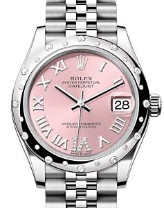 Rolex Datejust 31 White Gold/Steel Pink Roman VI Diamond Dial & Bezel Jubilee Bracelet 278344RBR - BRAND NEW