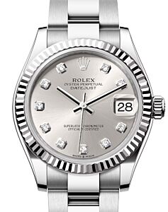 Rolex Datejust 31 White Gold/Steel Silver Diamond Dial & Fluted Bezel Oyster Bracelet 278274 - BRAND NEW