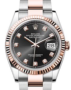 Rolex Datejust 36 Rose Gold/Steel Black Diamond Dial & Fluted Bezel Oyster Bracelet 126231 - BRAND NEW