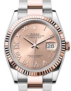 Rolex Datejust 36 Rose Gold/Steel Rose Roman Diamond VI Dial & Fluted Bezel Oyster Bracelet 126231 - BRAND NEW