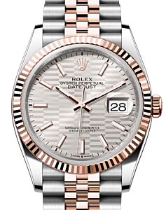 Rolex Datejust 36 Rose Gold/Steel Silver Fluted Motif Dial Fluted Bezel Jubilee Bracelet 126231 - BRAND NEW