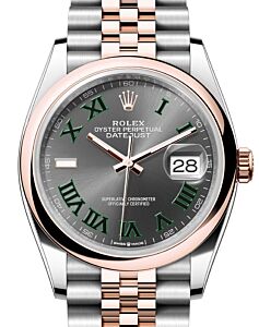 Rolex Datejust 36 Rose Gold/Steel "Wimbledon" Slate Roman Dial & Domed Bezel Jubilee Bracelet 126201 - BRAND NEW