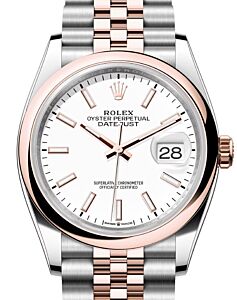 Rolex Datejust 36 Rose Gold/Steel White Index Dial & Domed Bezel Jubilee Bracelet 126201 - BRAND NEW