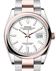 Rolex Datejust 36 Rose Gold/Steel White Index Dial & Domed Bezel Oyster Bracelet 126201 - BRAND NEW