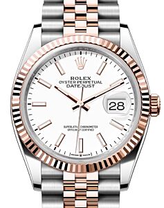 Rolex Datejust 36 Rose Gold/Steel White Index Dial & Fluted Bezel Jubilee Bracelet 126231 - BRAND NEW