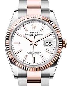 Rolex Datejust 36 Rose Gold/Steel White Index Dial & Fluted Bezel Oyster Bracelet 126231 - BRAND NEW