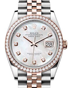 Rolex Datejust 36 Rose Gold/Steel White Mother of Pearl Diamond Dial & Diamond Bezel Jubilee Bracelet 126281RBR - BRAND NEW