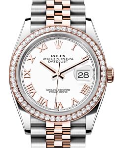 Rolex Datejust 36 Rose Gold/Steel White Roman Dial & Diamond Bezel Jubilee Bracelet 126281RBR - BRAND NEW