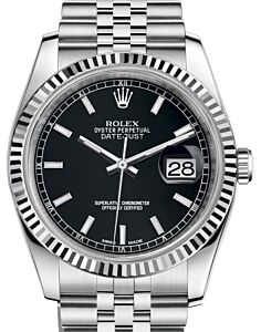 Rolex Datejust 36 White Gold/Steel Black Index Dial & Fluted Bezel Jubilee Bracelet 116234 