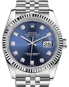 Rolex Datejust 36 White Gold/Steel Blue Diamond Dial & Fluted Bezel Jubilee Bracelet 116234